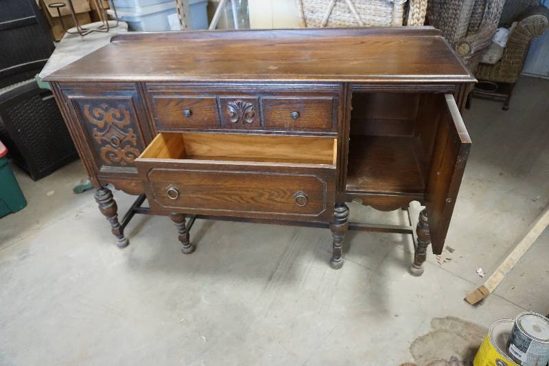 Antique Wood Hutch Buffet