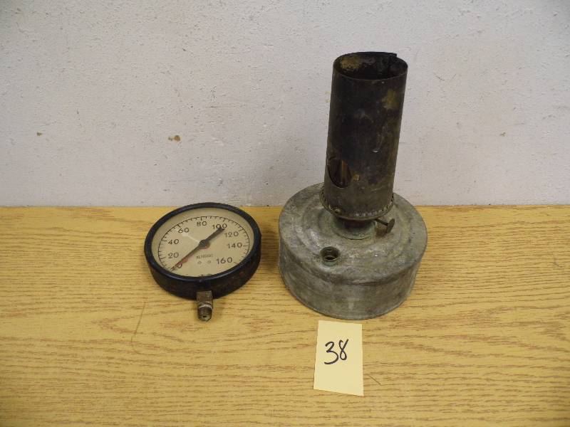 lot 38 image: Antique Kerosene Lamp & Altitude Guage