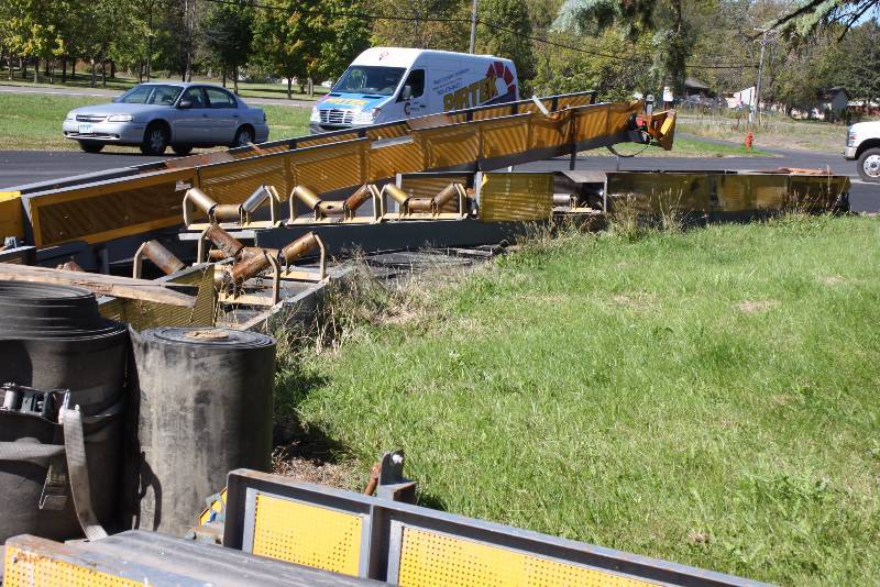 lot 12 image: Lot of (2) Cal-Fab Systems Inc. Commercial Conveyor Belt System wMetal Frame (1) 18 x 4 and (1) 42.5 x 4