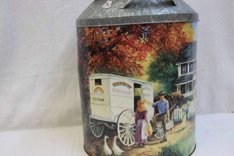 lot 27 image: Fall print milk can