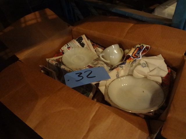 lot 32 image: Box of FireKing Dishes