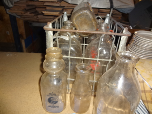 lot 80 image: Milk Bottles, Wire Crates