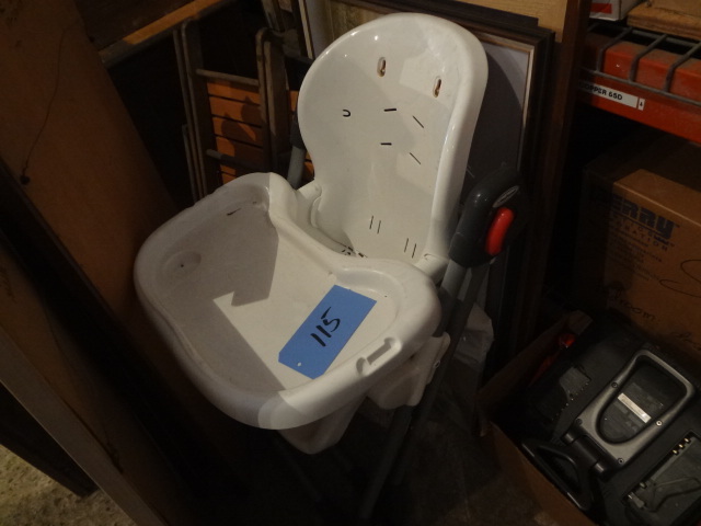 lot 115 image: High Chair, Wood Chair, Wood Table