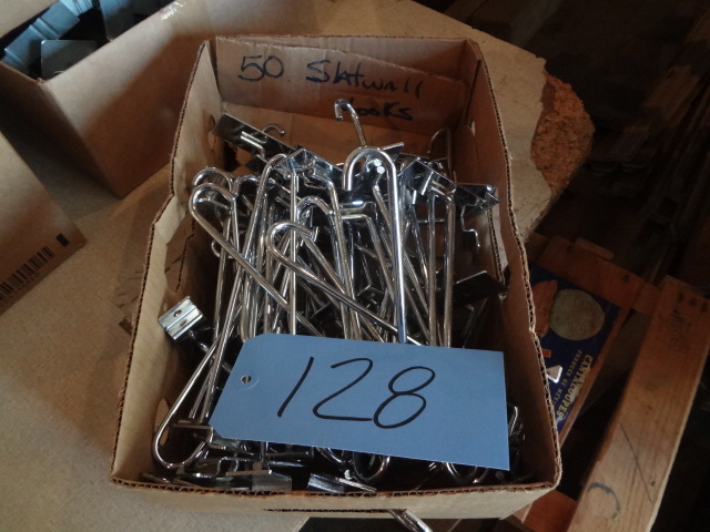 lot 128 image: 50 Slatwall Hooks, Chrome