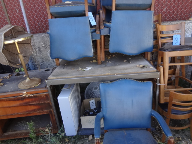 lot 389 image: (5) Blue Leather Chairs