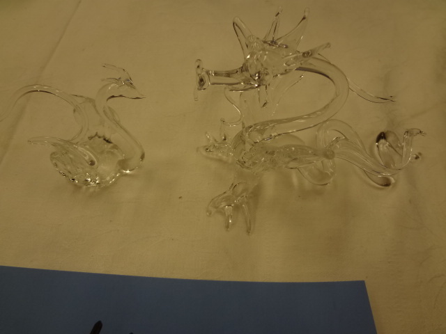 lot 404 image: Pair of Incredibly Delicate Glass Dragons