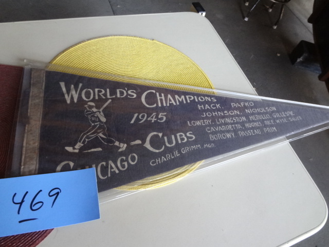 lot 469 image: 1945 Cubs World Champ Pennant