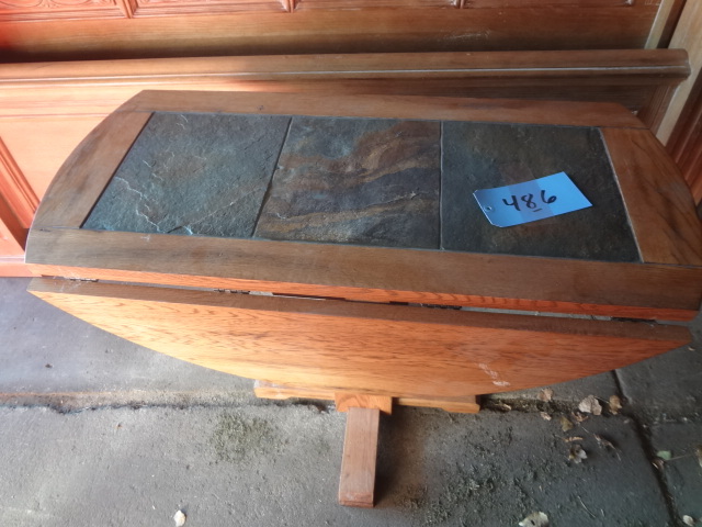 lot 486 image: Stone Top Drop Leaf Table
