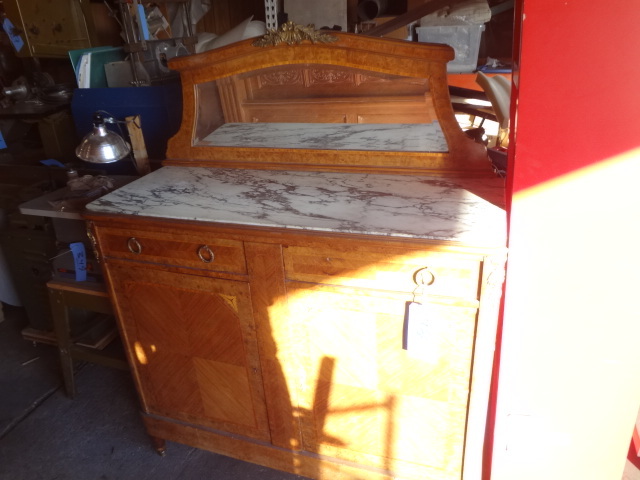 lot 488 image: Exquisite Antique Marble Top Sideboard, wmirror