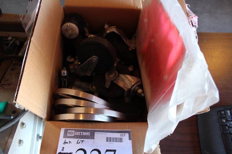 Box Lot Including Nozzles Exit Sign Wheel Casters And More.