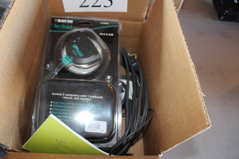 Box Lot Including Black Box ServSwitch Micro Miscellaneous Cords And More.