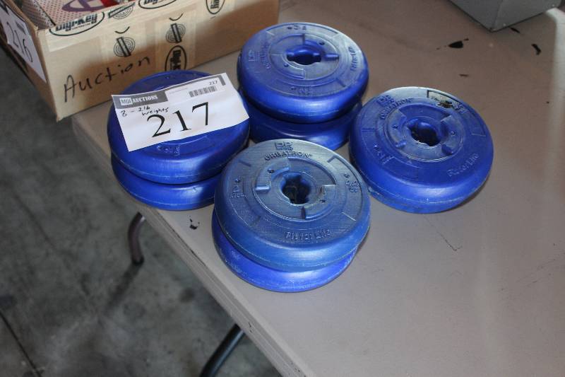 Lot of (8) Barbell Weights wPlastic Coating 2Lb.