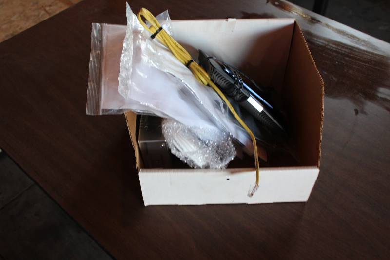 Box Lot Including Switching Power Suply Model SP-320-24 Cisco Router Linksys EA-Series Setup CD And More.