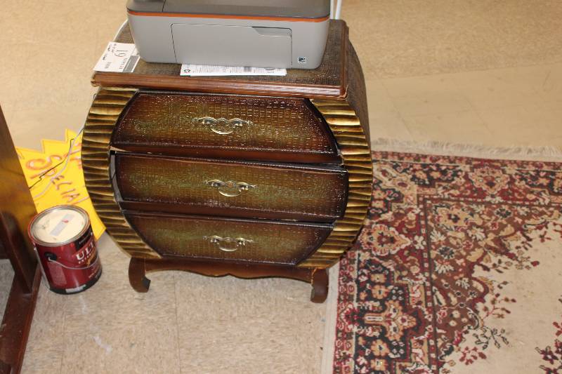 lot 19 image: Wooden Dresser Contents Included Except Printer 28 x 22 x  14.
