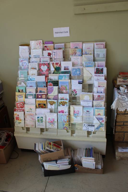 lot 25 image: Lot of (2) Card Racks For Greeting & Holiday Cards Includes Contents 48 x 24 x 57.