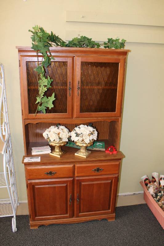 lot 30 image: Wooden Cabinet wShelf & Doors Contents Included 37 x  17 x 68.