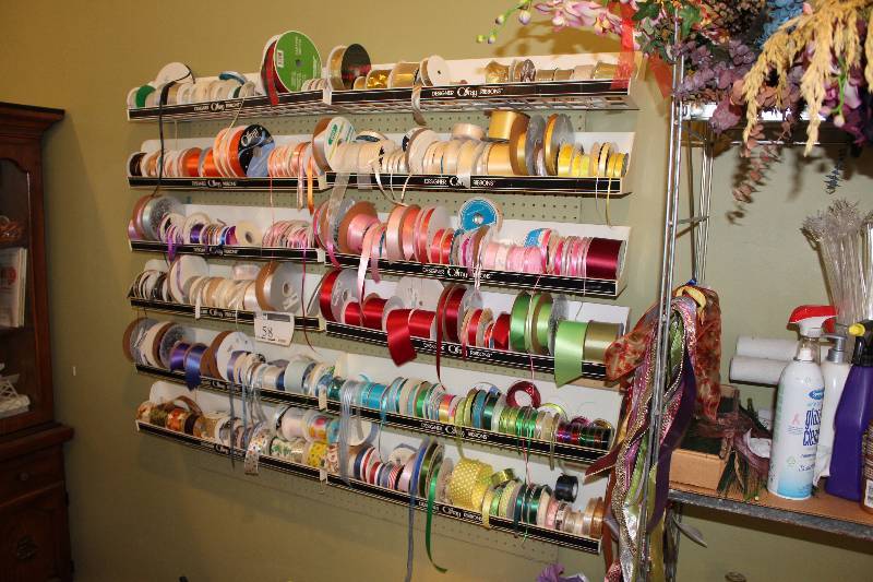 lot 58 image: Display Shelf Of Ribbons Includes Ribbon & Shelf.