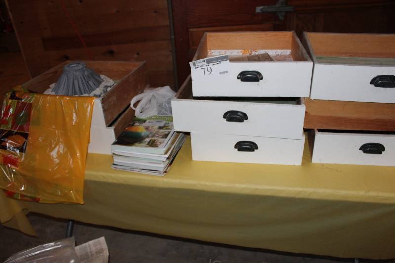 lot 79 image: Lot of Wooden Drawers Includes Contents.