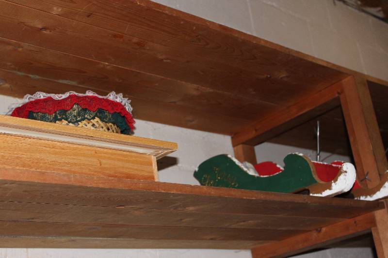 lot 94 image: Shelf lot Including Holiday Decorations.