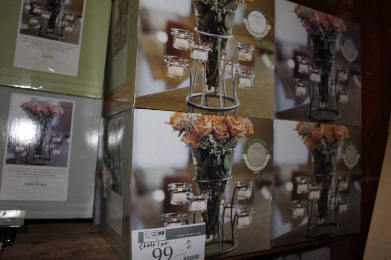 lot 99 image: Shelf Lot of Glassware & Decorations.