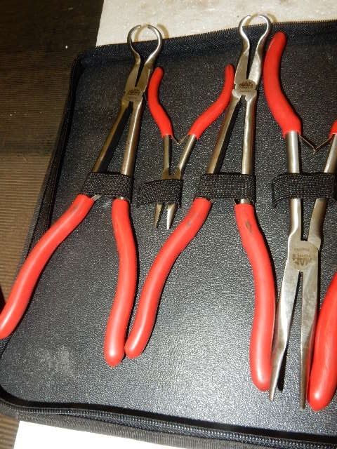 lot 34 image: Set of MAC, LARGE Pliers Needle nose, Long Needle nose, Cutters.. Look at the pictures