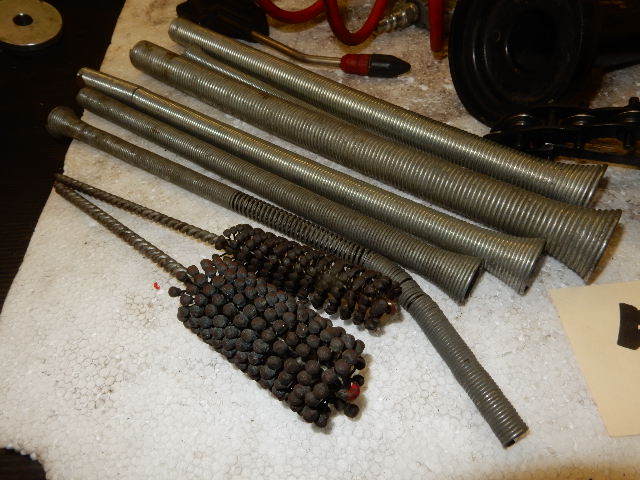 lot 59 image: misc. Air hoses, nozzels, Torch, Pipe Bending springs, Exhaust pipe cutter