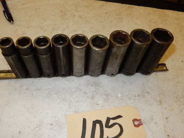 lot 105 image: SNAPON, Deep Well, Impact sockets, Deep Well, 12in to 1 in.