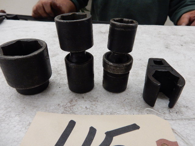 lot 115 image: SNAPON, 12in drive, flex impact sockets,  34in, 1516   SNAPON 12in drive impact socket  1 38 in  SNAPON oxygen sensor socket 38 drive
