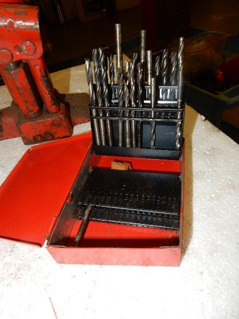 lot 7C image: Misc. Drill Bits..  1 12 ton Bottle jack.