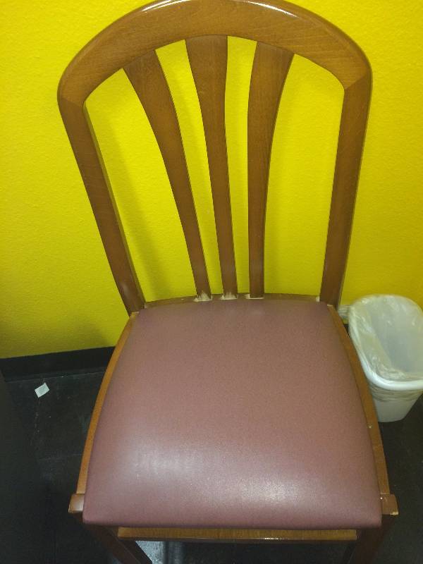 lot 112 image: Brown Upholstered Wood Chair