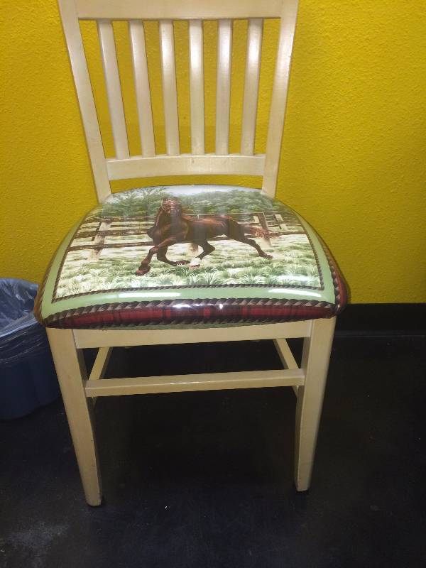 lot 117 image: Horse Upholstered Wood Chair