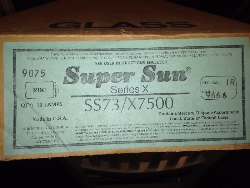 lot 233 image: SuperSun Series X SS73 X75 Tanning Lamps (New-Qty.12)