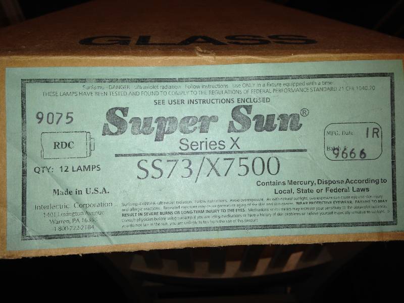 lot 237 image: SuperSun Series X SS73 X75 Tanning Lamps (New-Qty.10)