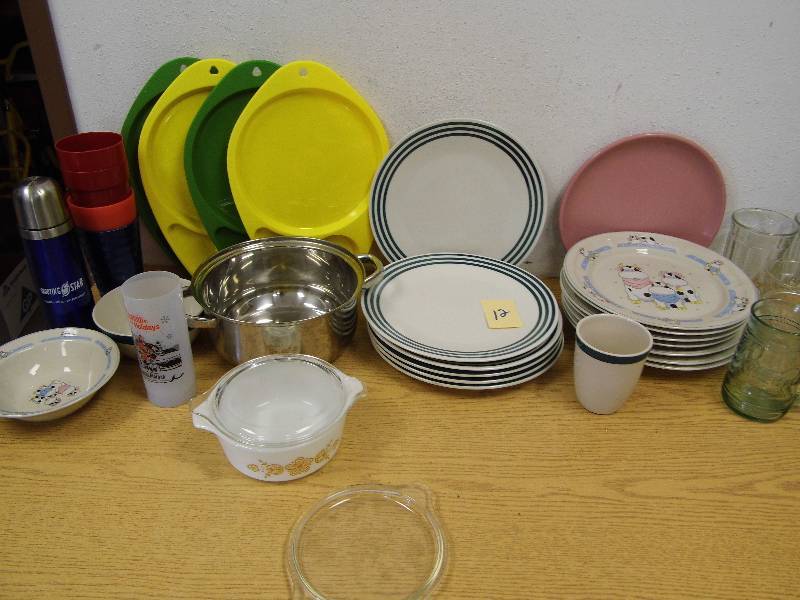Dishes in Rubbermaid Tote