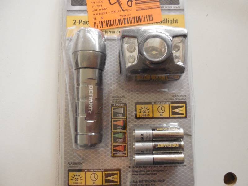lot 42 image: Defiant 2-Pack LED Flashlight and Headlight with Batteries