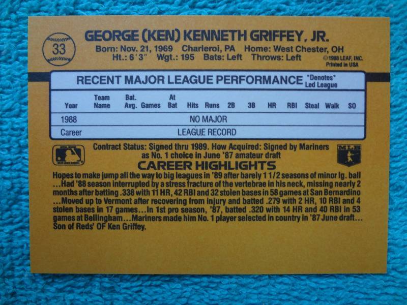 Ken Griffey Jr Rookie Card