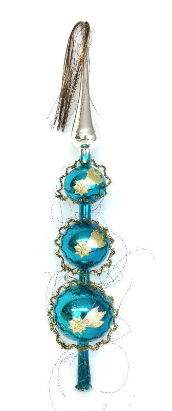 lot 2 image: Circa 1900-1918  Dresdon Victorian Antique Mouth Blown Silver Mercury Glass Tree topper