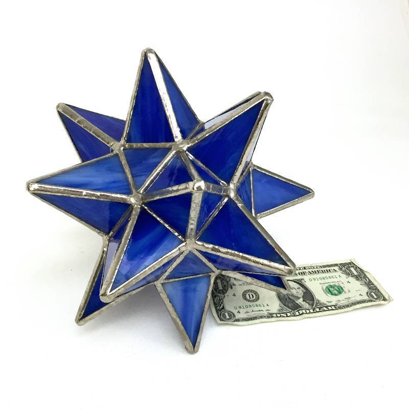 lot 3 image: Extra large real slag stained glass Moravian Star.