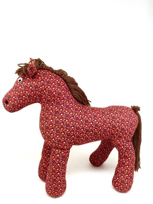 lot 16 image: Brand New Large handmade primitive folk art stuffed horse.