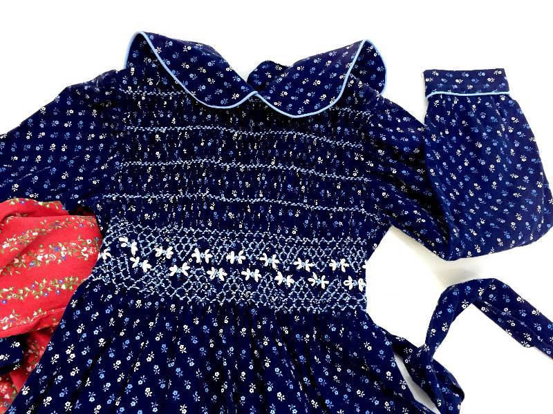 lot 23 image: lot of 2 Vintage highly resalable and collectible adorable and all things -ible Polly Flinders, hand smocked Christmas dresses girls size 6x.