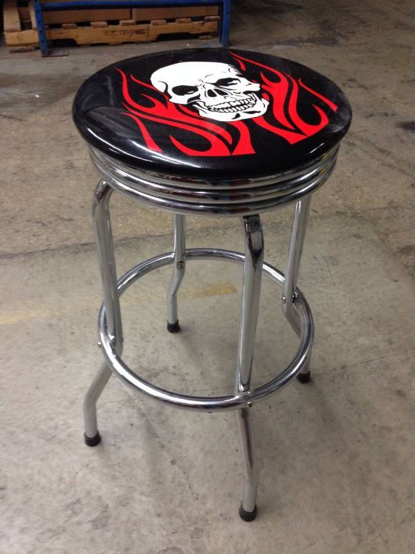 lot 52 image: Skull Stool, Metal Base, Swivels, 1...