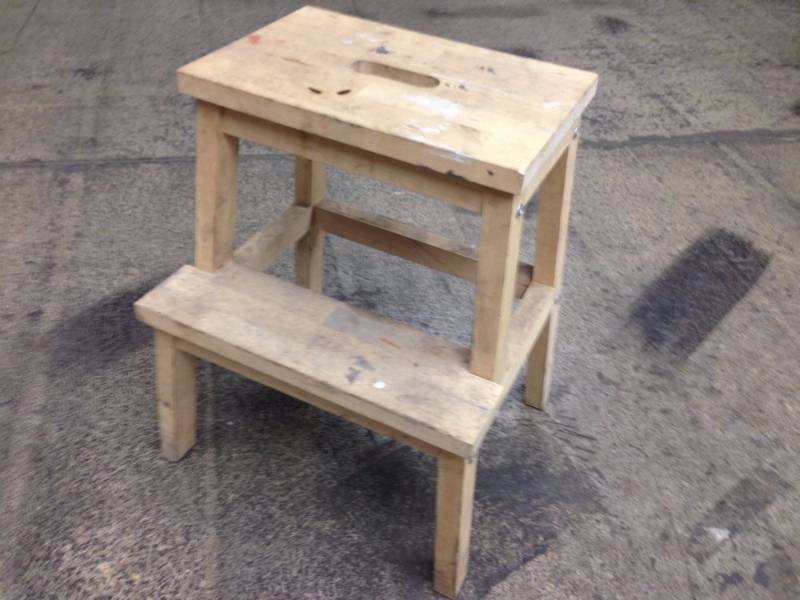 lot 61 image: Wooden Step Stool 14 Inches Deep x...