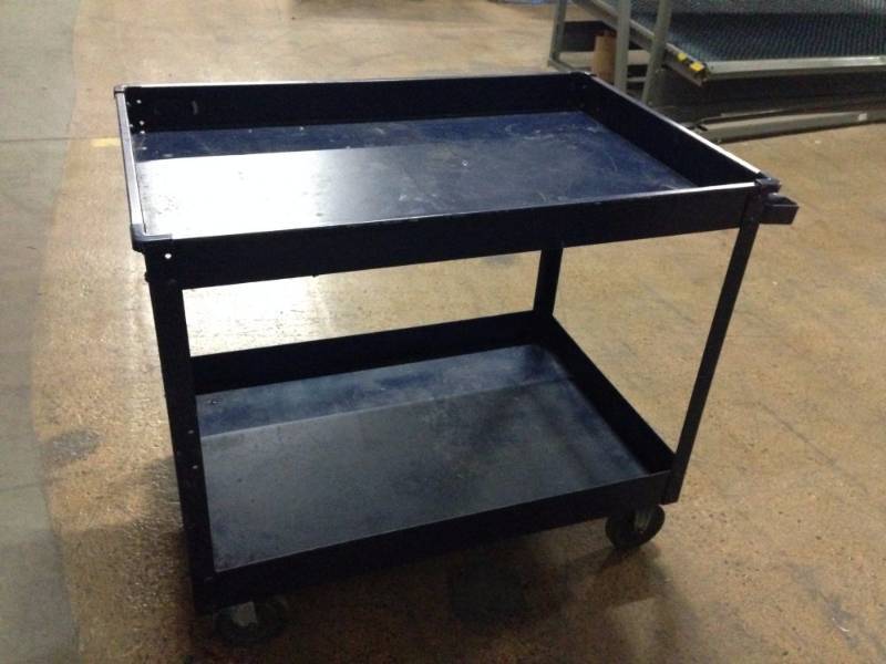 lot 97 image: Blue Metal Cart on Wheels, 36 Inche...