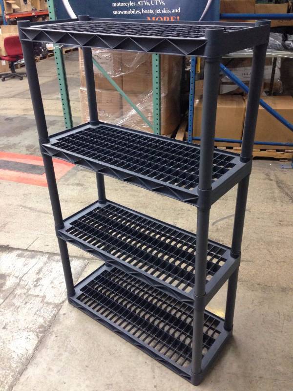 lot 100 image: Blue Plastic Shelf 14 Inches Deep x...