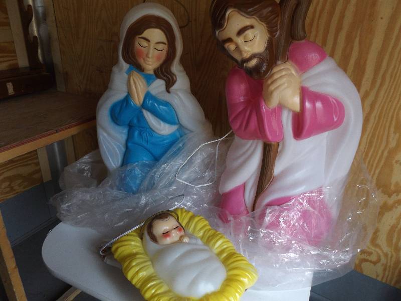 Illuminated Plastic Nativity Scene