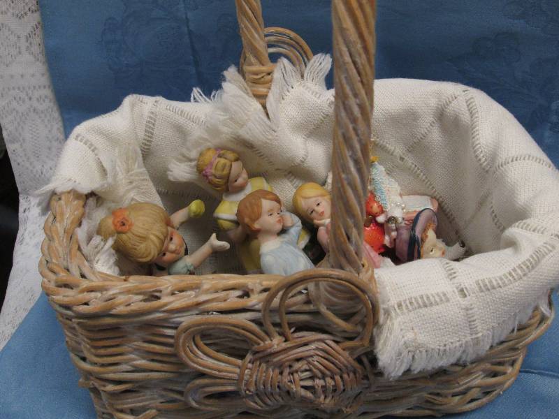 Wicker Basket with Children Curios