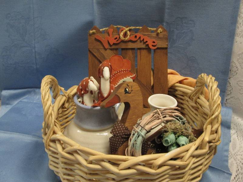Wicker Basket with Ducks