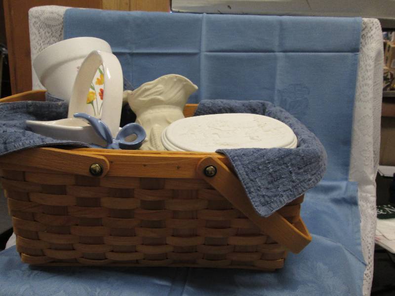 Wicker Basket with Flower Pot, Pitcher