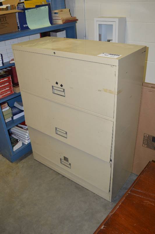 lot 56 image: Three Drawer Lateral File Cabinet, 18x 42x 53