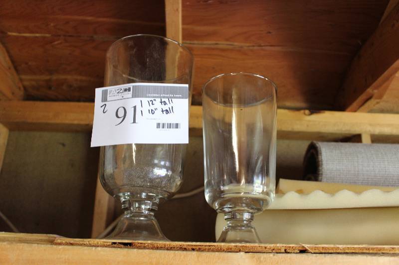 Lot of (2) Footed Glass Vases - (1) 10 and (1) 12